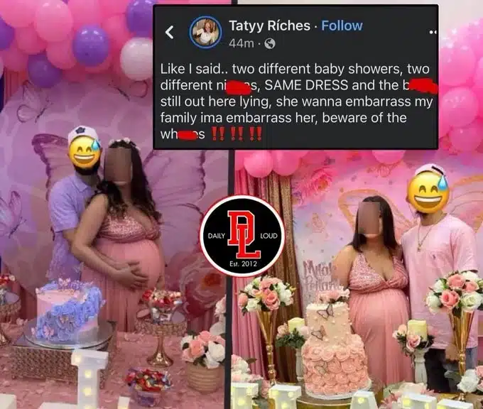 Pregnant woman exposed for having two baby showers with two different men