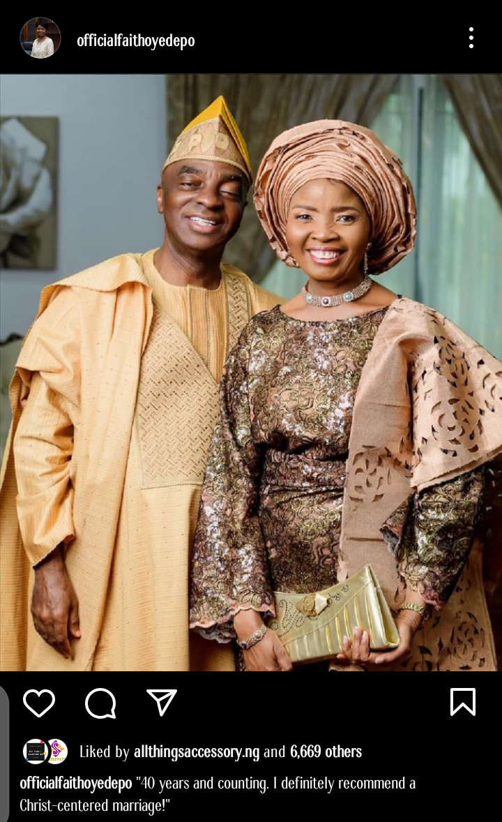 "40 years and counting" - Faith Oyedepo says as she and her husband celebrate 40 years of Christ-centered marriage