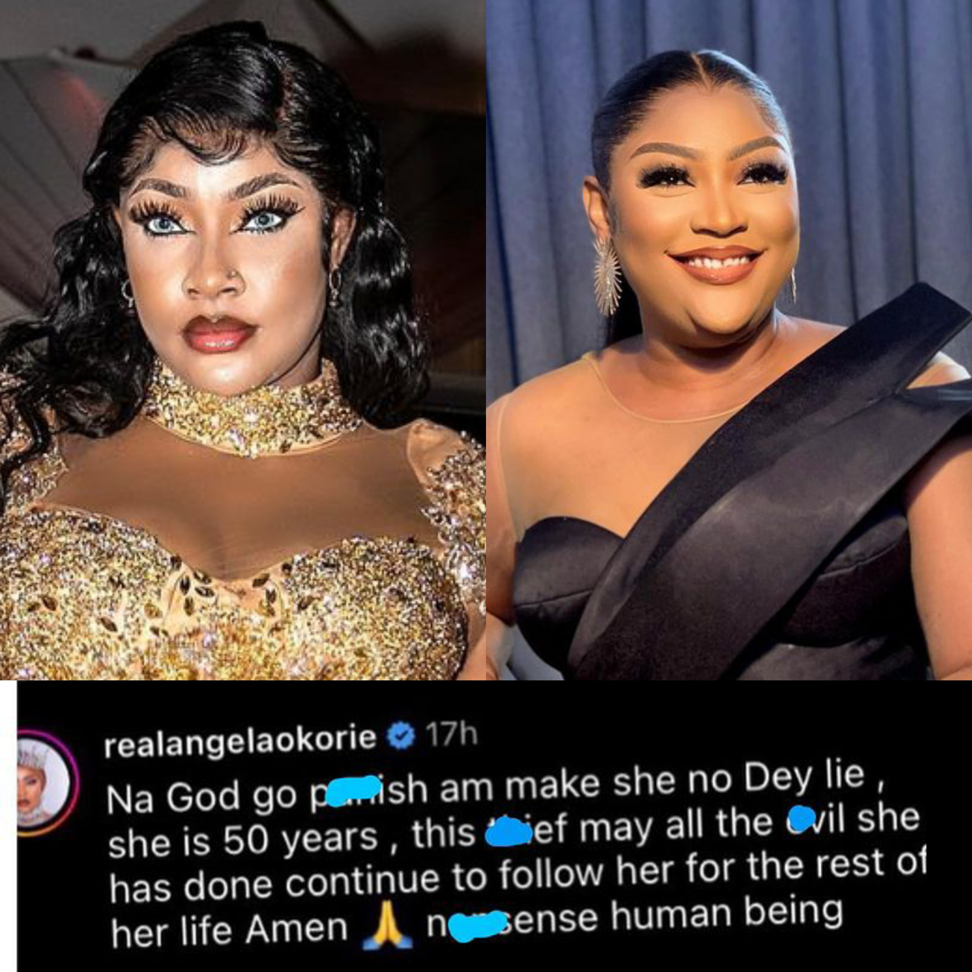 "Th!ef Keep Lying When You're 50 Years Old"- Actress Angela Okorie sl@ms Uche Elendu for saying she is 40 years old