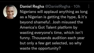 America’s Got Talent: “Josh2funny wasted everyone’s time” – Daniel Regha