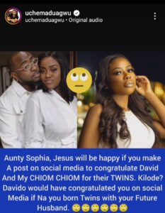 "Aunty Sophia, Jesus Dey wait" Uche Maduagwu call out Sophia momodu for not congratulating Davido and Chioma over birth of twins
