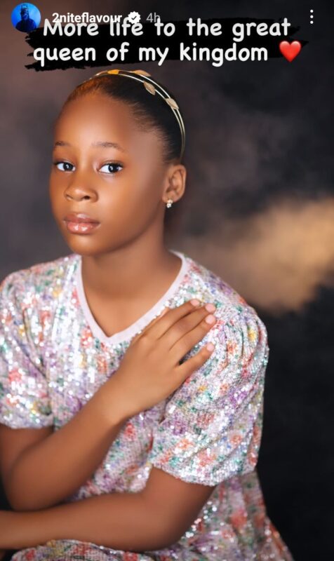 "The absolute love of my life. Ada Ijele" Flavour and Sandra Okagbue celebrates first daughter oj her 9th birthday (Photos)