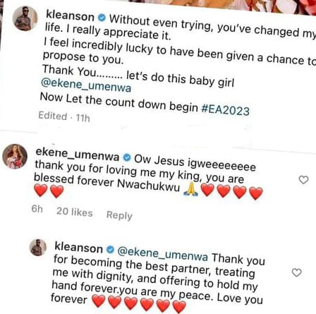 "Without even trying, you've changed my life" Actress, Ekene Umenwa and husband, Alex Kleanson pen sweet note to each other ahead of their wedding