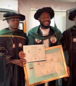 "It can only be only be God’s grace" BBNaija's Frodd celebrates as he is conferred with honorary doctorate degree in Business Management (Video)