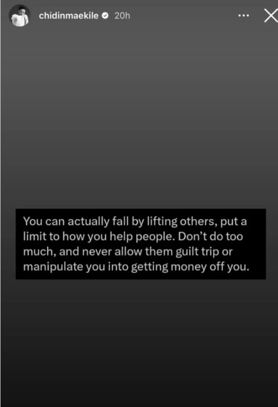 “You can actually fall by lifting others” — Chidinma Ekile advises Davido, and other members of the Givers Association of Nigeria