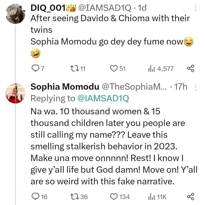 '‘10 thousand women & 15 thousand children" – Sophia Momodu Mock Davido as she reacts To Claims Of Fuming At him Over Vacation Video With Chioma And Their Twins
