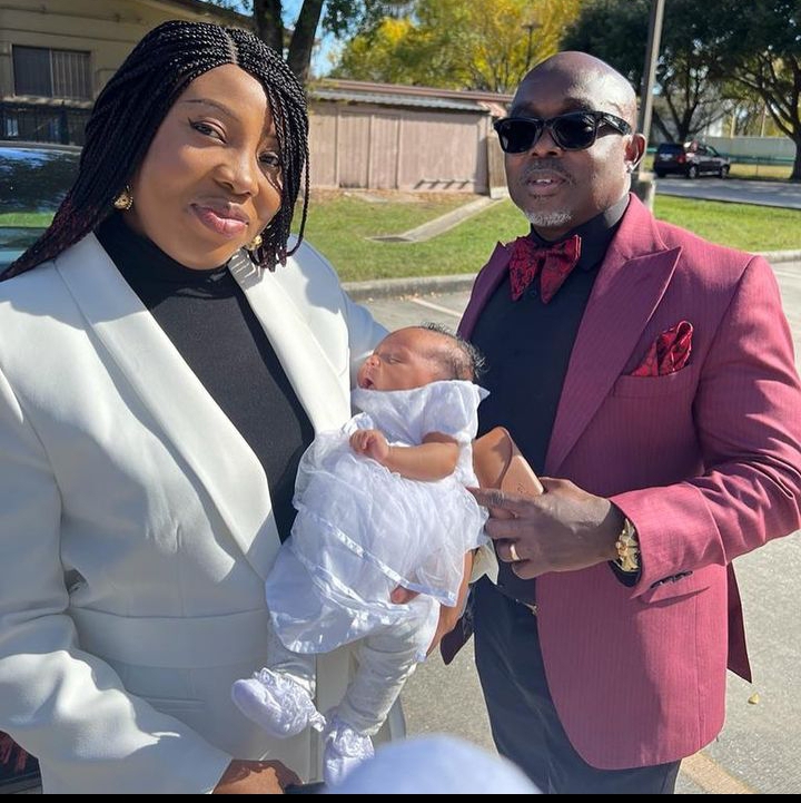 "This is so dear to my heart" Mercy Johnson rejoices as Isaac Chinwe and her husband makes her Godmother to their newborn daughter