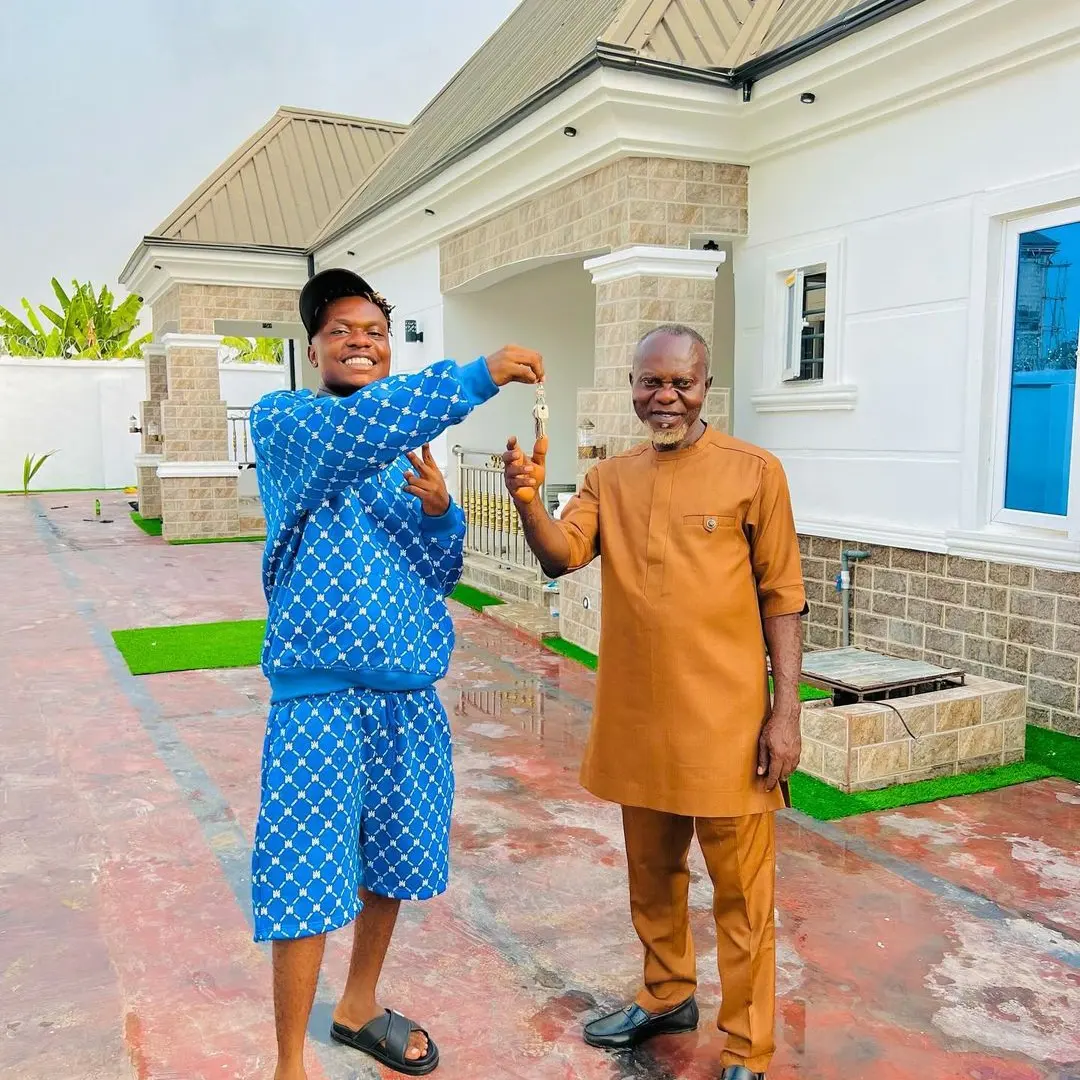 "I'm happy to have you as my Dad" Skit maker, Funny Bros pens sweet note to father as he gifts him a house (Photos)