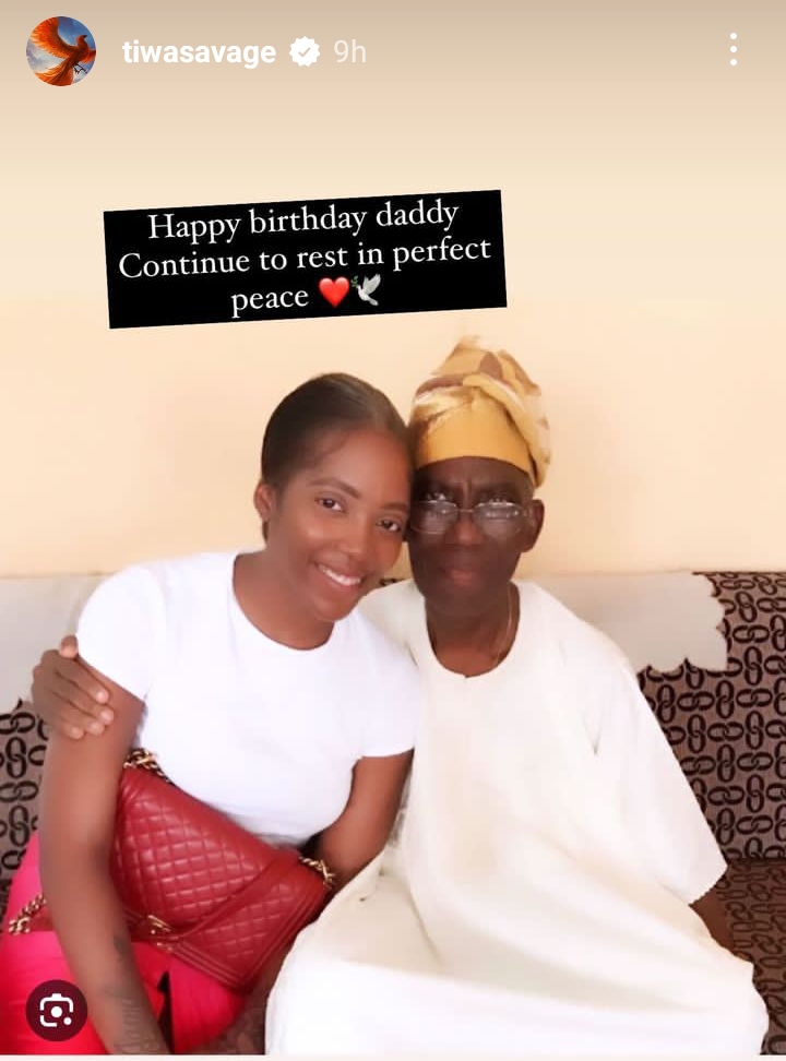 Tiwa Savage remembers her late father on his birthday with an emotional post few days after celebrating hers
