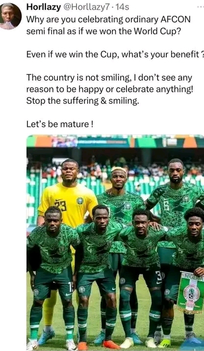"Why Are We Celebrating Ordinary AFCON? Let's be mature" - Matured Nigerian Man Advises Nigerians (DETAIL)