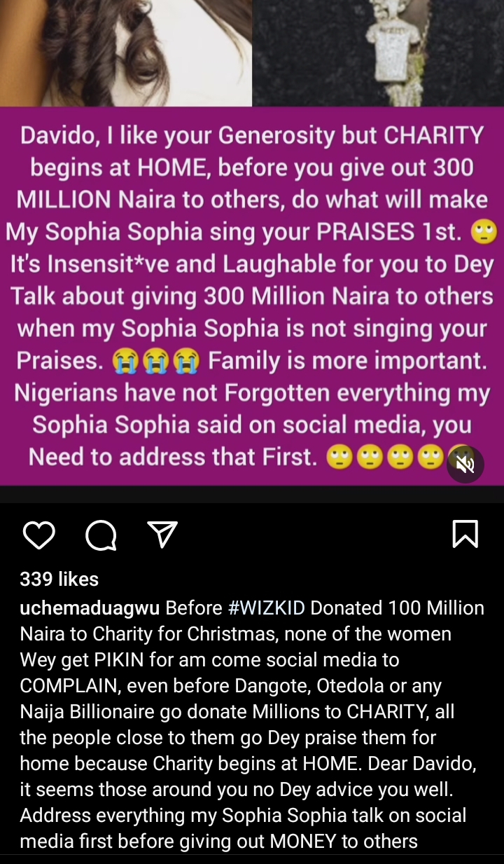 “I love your generosity but charity begins at home” – Uche Maduagwu drags Davido over N300 million donation