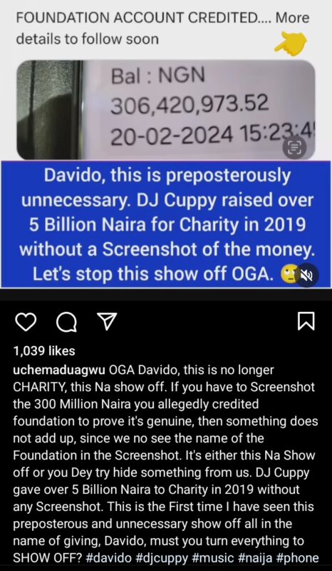 “I love your generosity but charity begins at home” – Uche Maduagwu drags Davido over N300 million donation