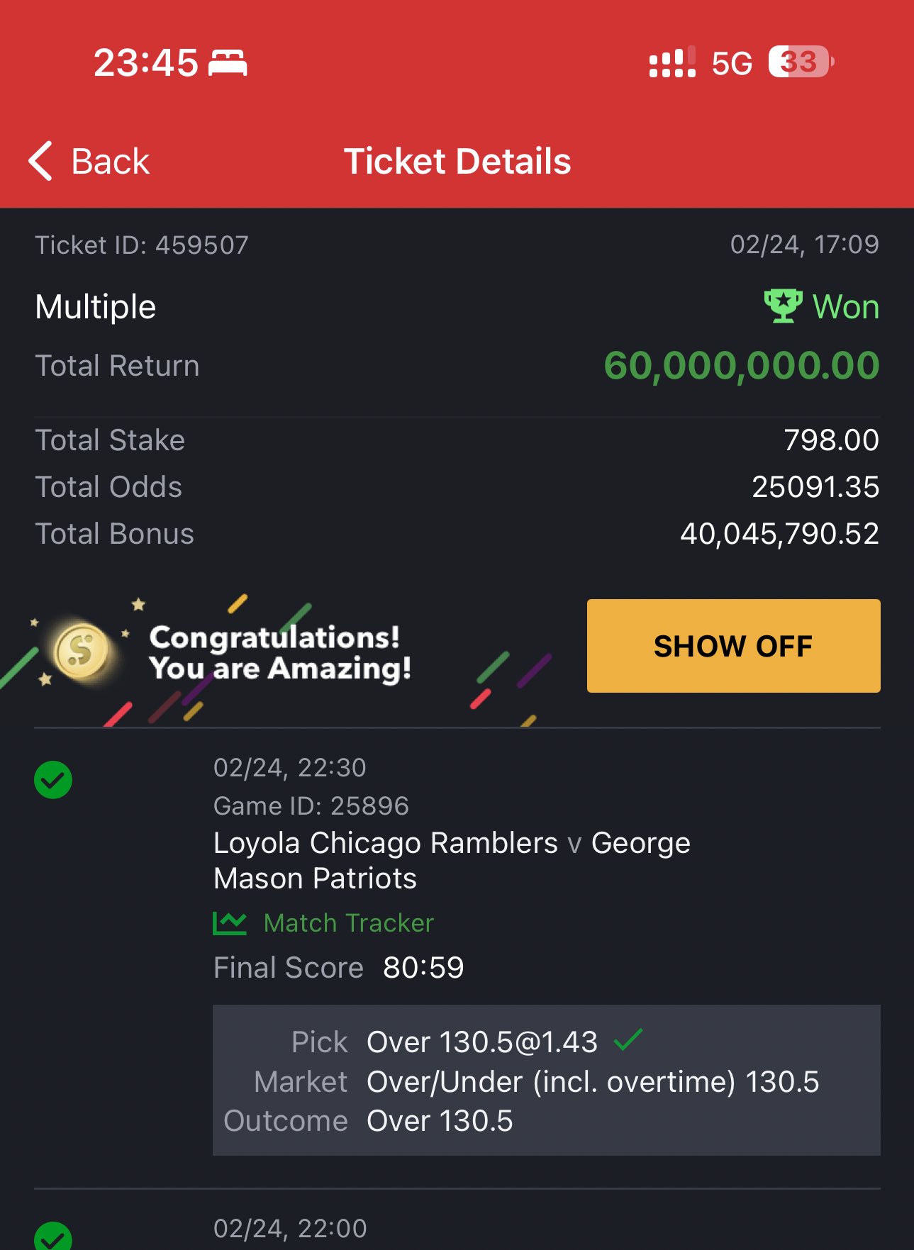 Nigerian man wins ₦60 Million on SportyBet with ₦798 stake (Details)