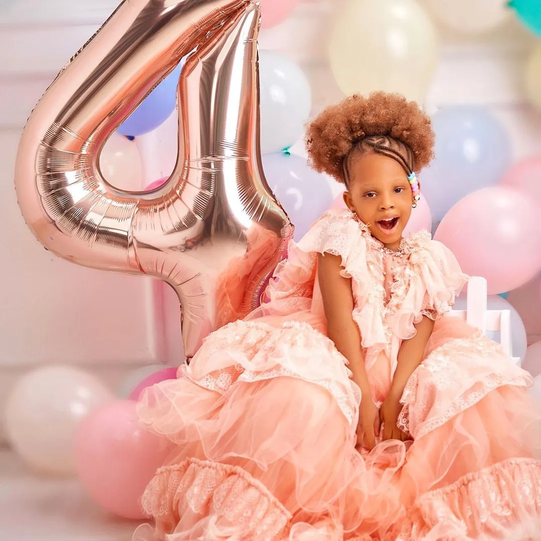 " Look at you my babyyyy..My princess" BBNaija's BamBam and Teddy A gushes over first daughter as they celebrate her on her 4th birthday (Photos)