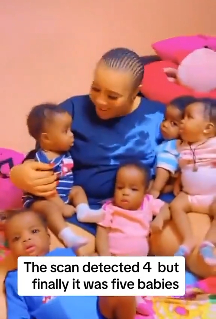 “Women are strong” – Reactions as Nigerian Woman Gives Birth to Quintuplets after an ultrasound scan detected four babies