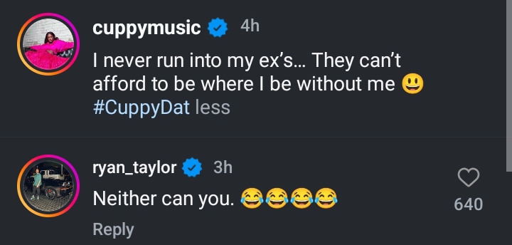 “I never run into my ex’s; they can’t afford to be where i be without me” — Billionaire Daughter, DJ Cuppy reveals, her ex, Ryan Taylor replies