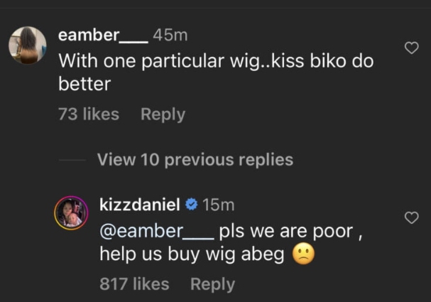 “We are poor” Kizz Daniel replies netizen who chastised him about his wife’s appearance (video)