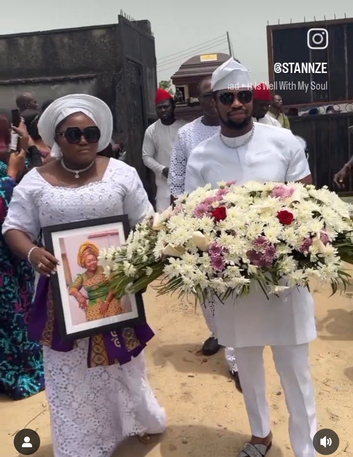 "Couldn’t have asked for a better Mother in Law" Stan Nze emotional as he shares video from the burial of his wife, Blessing's mother