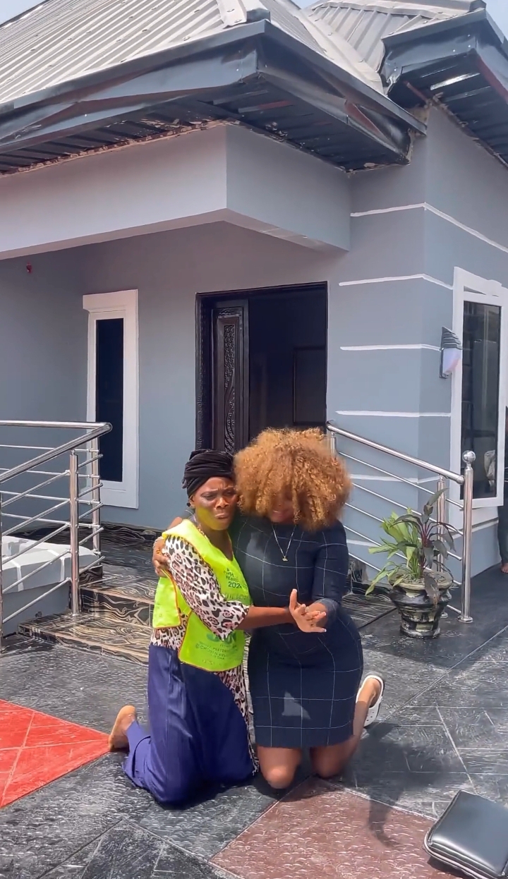 "Told you that we will make it mummy" Actress, Evan Okoro emotional as she gifts her mother a mansion as Easter gift (Video)