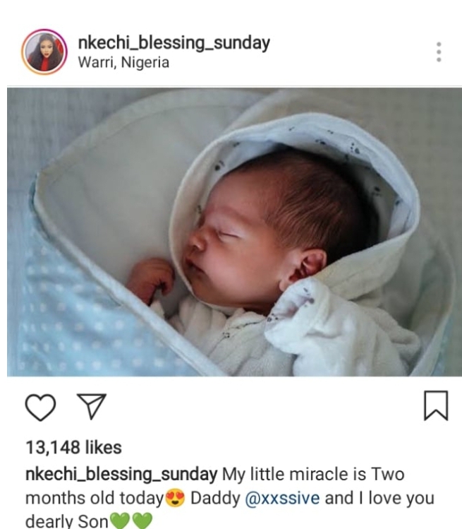 “I know you all are shocked” – Nkechi Blessing announces birth of her baby boy with boyfriend, Xxssive