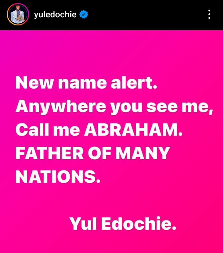"Are we expecting another baby from Judy?" Reactions as Yul Edochie asks fans to call him Abraham, father of many nations