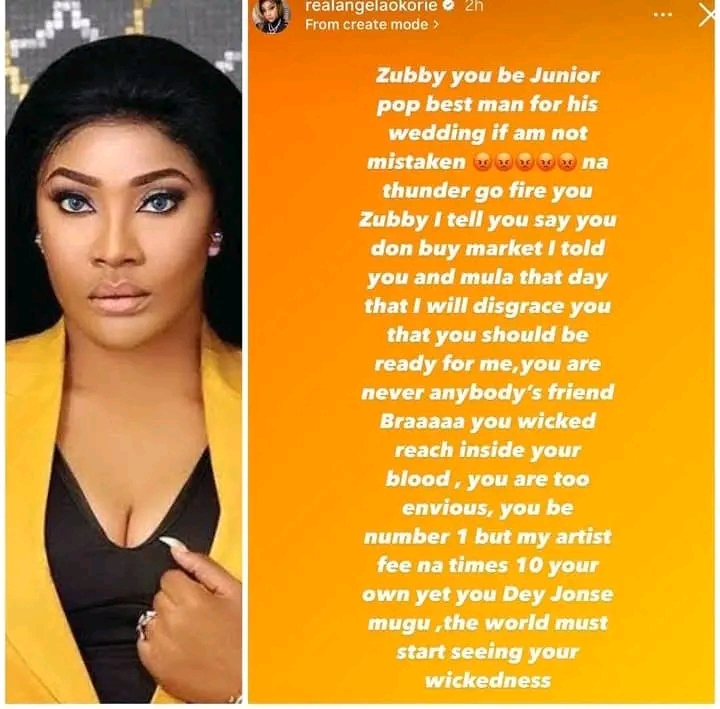 “You w!cked reach inside your bone. you're too env!ous” — Angela Okorie continues to drag Zubby Michael over jnr pope's d**th