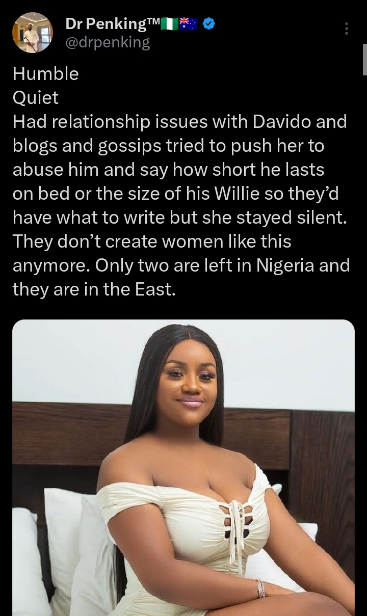 “They don’t create women like this anymore” – Dr. Penking praises Chioma over her maturity and silence despite Davido’s cheating sagas