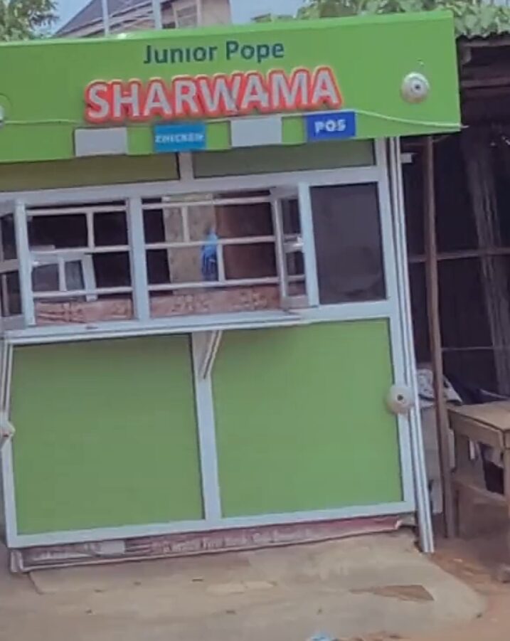 “His family needs to sue them" Reactions as Owerri citizen opens Junior pope shawarma stand