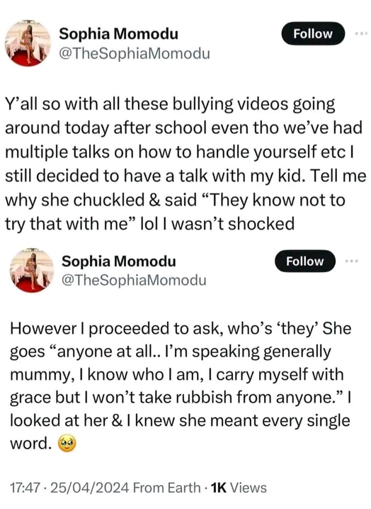 “I wasn’t shocked” – Sophia Momodu shares the interesting conversation she had with daughter, Imade over bullying