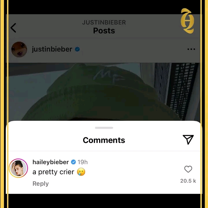 Justin Bieber’s wife, Hailey Bieber reacts to photos of him crying