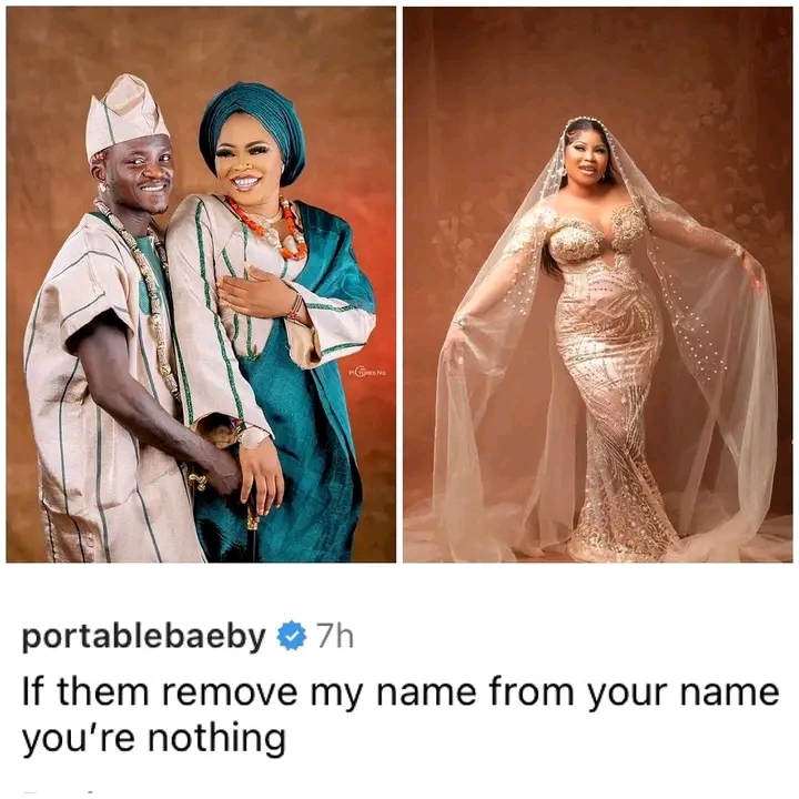“If my name is removed from your name, you are nothing” - Portable drags wife, Bewaji over recent post(DETAIL)