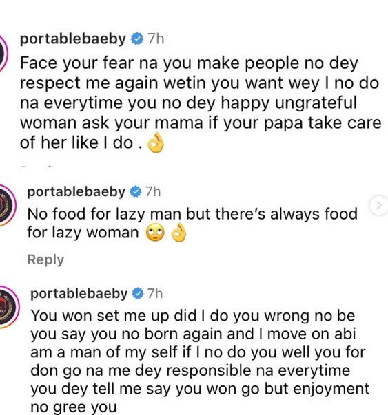 “If my name is removed from your name, you are nothing” - Portable drags wife, Bewaji over recent post(DETAIL)