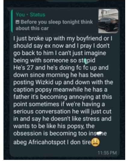 “He’s just 27 and he is doing fc fc up and down since morning” - Lady Breaks Up With Her Boyfriend Over Wizkid And Davido Online B@ttl£