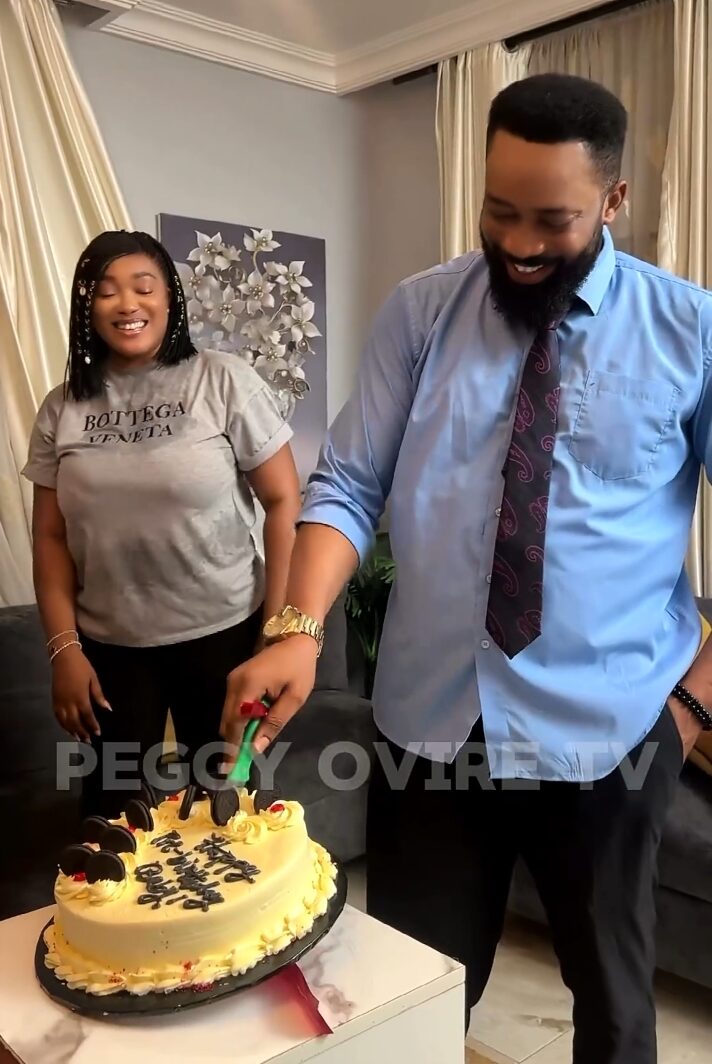 "I couldn't be more grateful to God for your Life." Actress, Peggy Ovire tell Freddie Leonard as she surprises him on his birthday