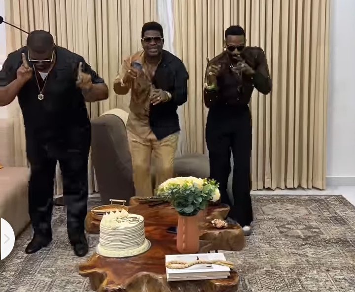 "I’m so glad we could do this together"  Mr Macaroni rejoices as Don Jazzy and D'banj surprises him on his birthday