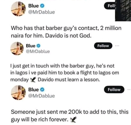 Wizkid's fans set to reward Barber with N2.2 Million for declaring Davido Third-best artist