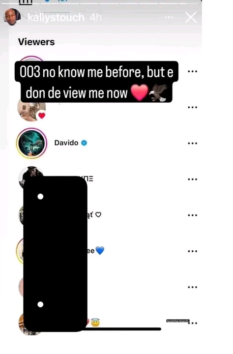 “Davido is 0bse$sed with this guy” - Netizen react as Barber shares screenshot of Davido viewing his instagram story days after their online clash