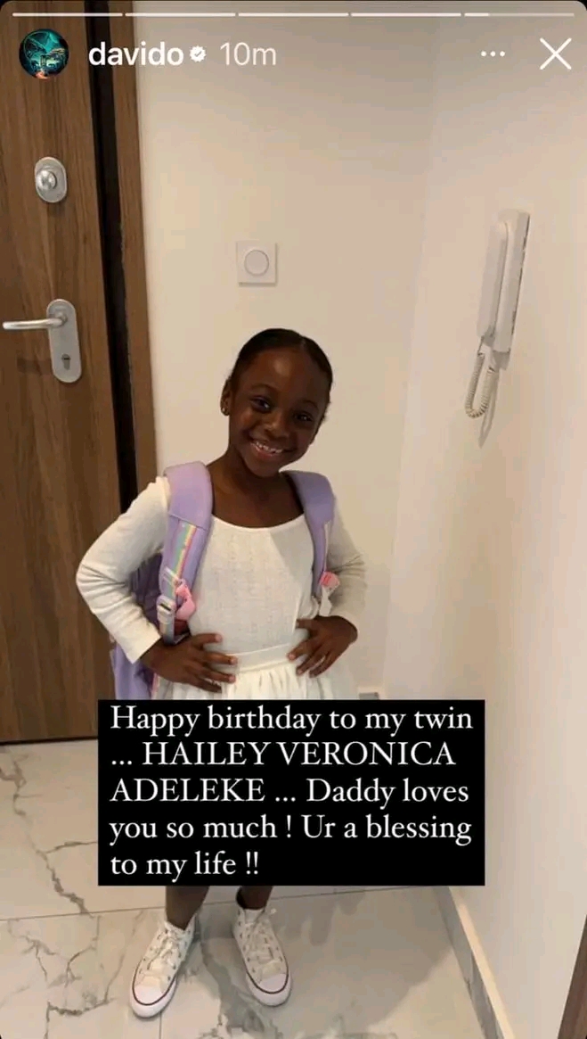 "You are a blessing to my life. You light up an entire room with your smile" Davido and his second babymama celebrate daughter, Hailey's 7th birthday