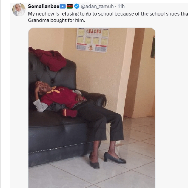 Young boy refuses to go to school after grandma bought him new shoes
