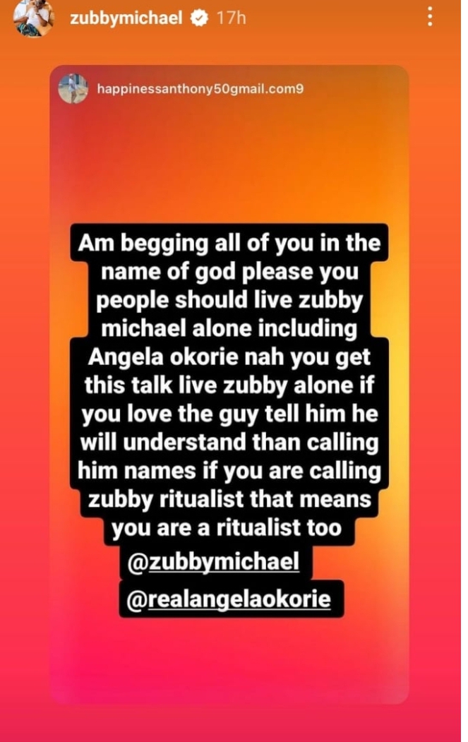 Zubby Michael responds amid unending attacks from Angela Okorie