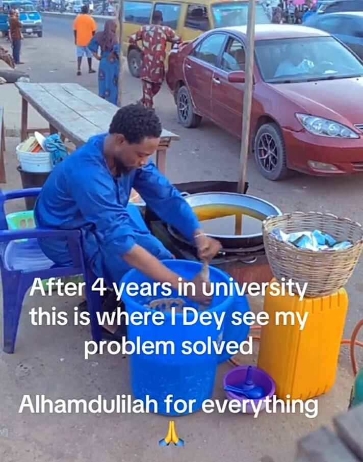 Nigerian man, who spent four years in the university, turns to akara sales due to unemployment