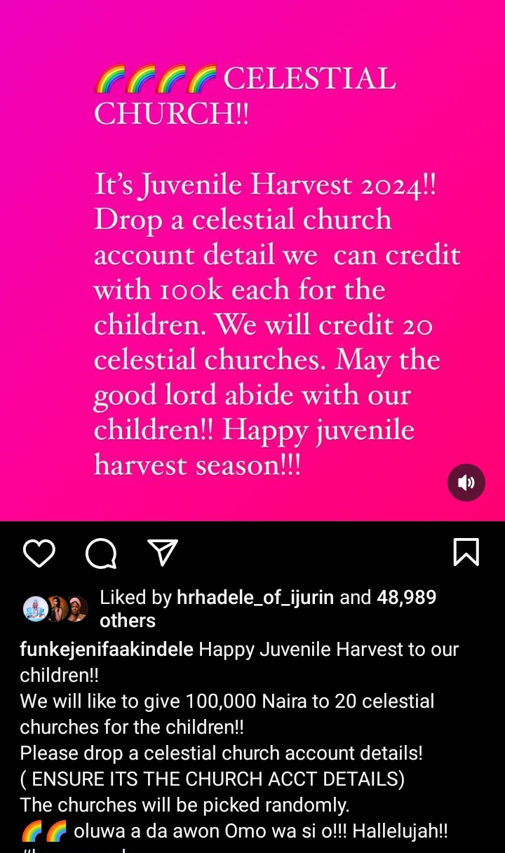 Prayers rain on Funke Akindele as she blesses churches with over N2 million