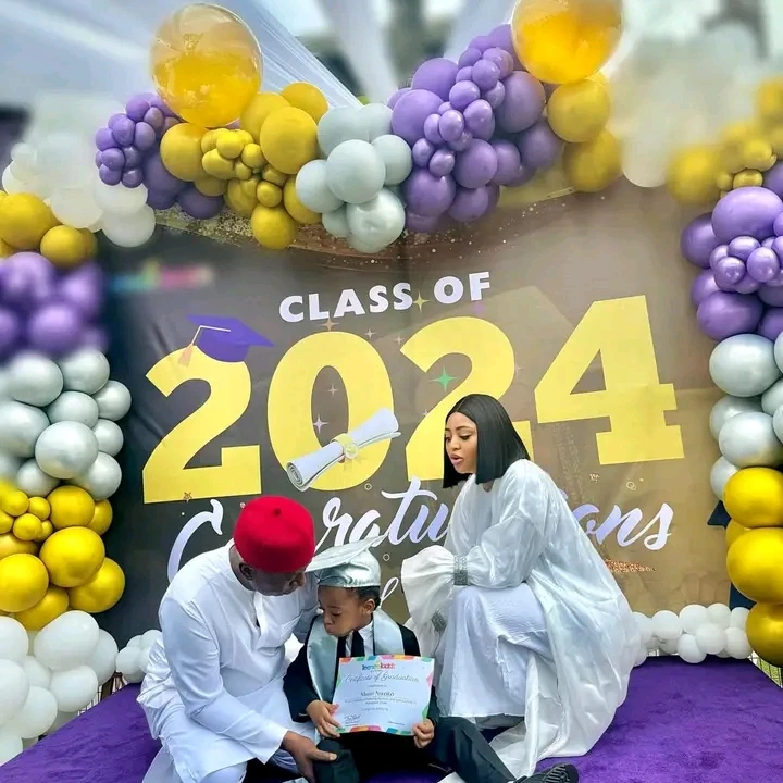 "This is just the beginning, and we are sooo proud of you, our child" Regina Daniels shares excitement as first Son graduates from Kindergarten