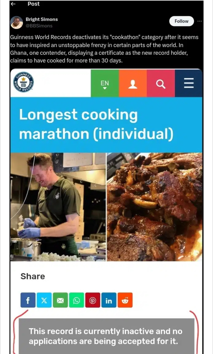 Guinness World Records deactivates ‘Cook-a-thon’ category as Ghanaian chef forges certificate