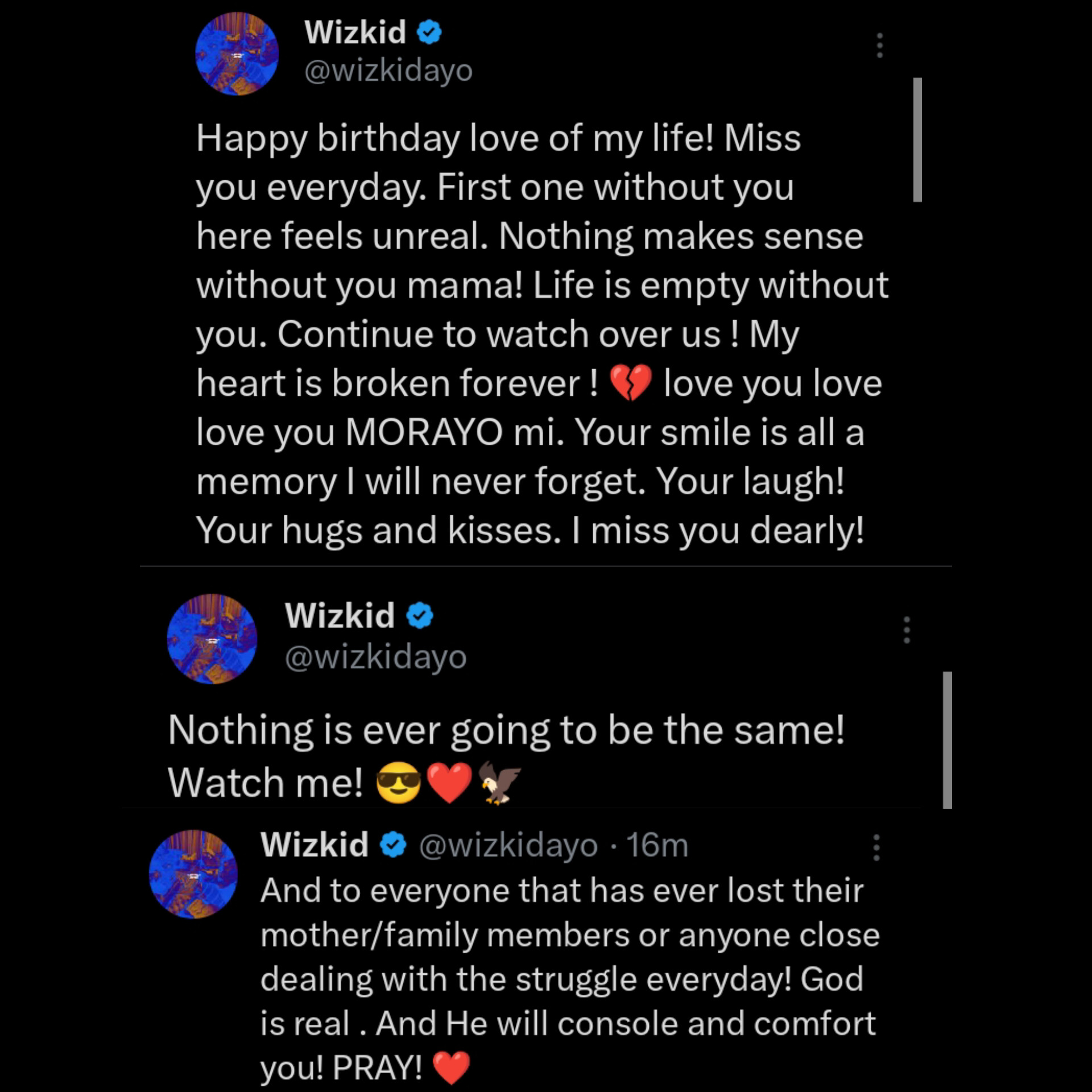 “Nothing is ever going to be the same, life is empty without you” – Wizkid emotional as he remembers mother on her posthumous birthday