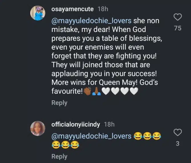 Reactions as Judy Austin reacts to May Edochie’s Nollywood debut