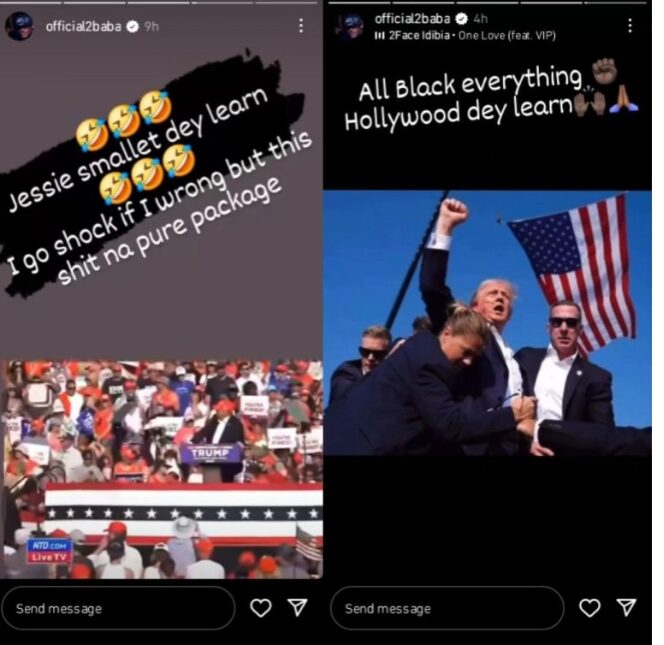 “This is not impregnating different women” – Netizens drags 2baba over his recent outburst about Donald Trump’s assassination