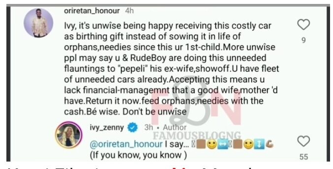 “It is unwise receiving this costly car as people will feel you are peppering his ex-wife” – Man slams Ivy Ifeoma over her push gift from Paul Okoye; she replies