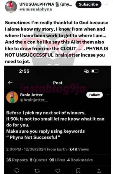 “I alone know my story” – Phyna laments as she calls out Brain Jotter for allegedly calling her unsuccessful