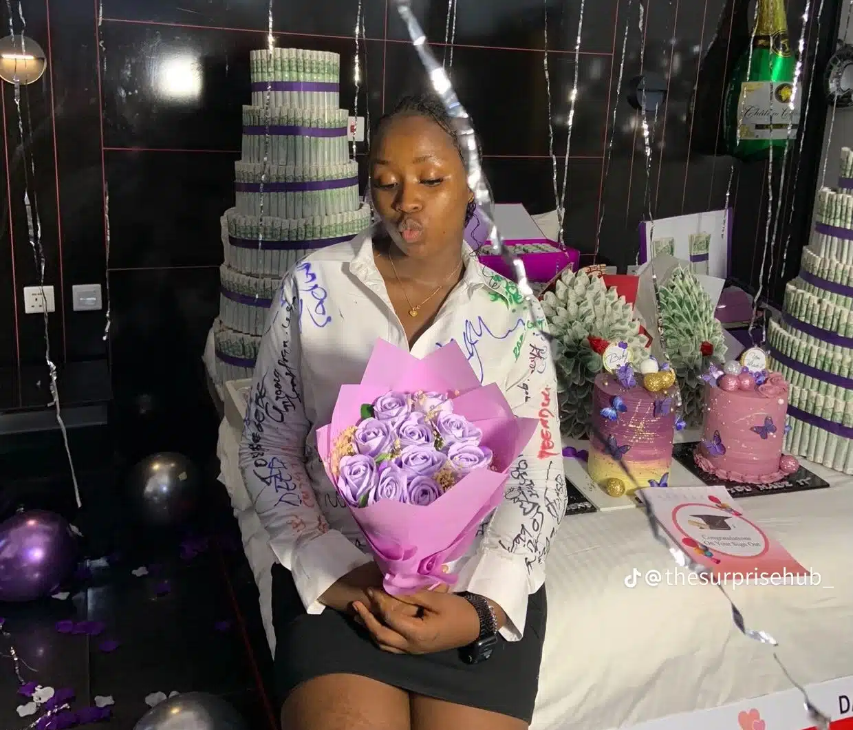 lady cakes money bouquet birthday